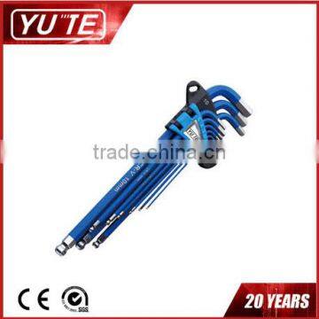 2017 Yute 9PCS extra long arm ball point hex key wrench with Plastic coating&square hex key wrench