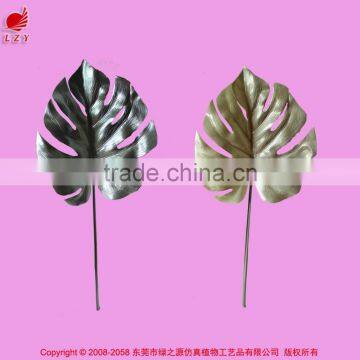 Artificial leaves for decoration sliver golden glitter leaves wedding decoration