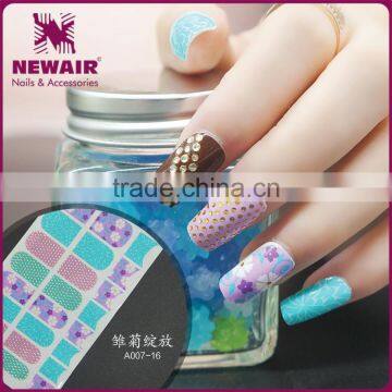 PET material Water transfer customizable glitter nail sticker