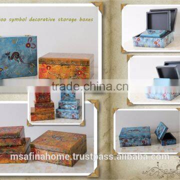 Set of 3 Square Colored Lacquer Decorative Boxes photo-2