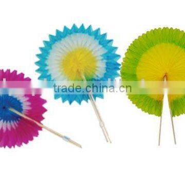 mixed colours honeycomb fan cocktail sticks