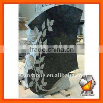 Flower Carved Black Granite Monuments