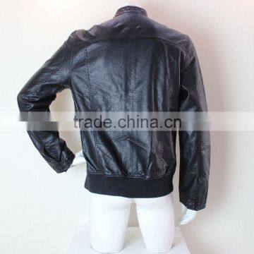 2015 New Style Black Mens Genuine Leather Jacket photo-5