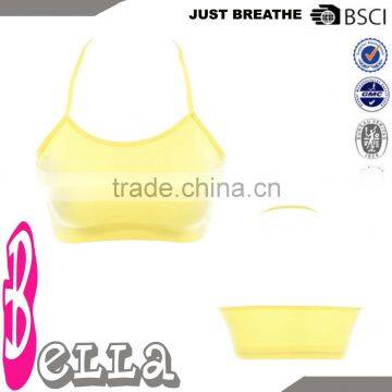 neon yellow fashion sexy girls fitness clothing sport bra without pad