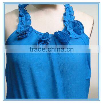 Ladies Casual Sleeveless Fashion Blouse Front Neck Design Top photo-2