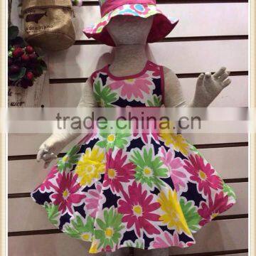 Cute small baby girl dress summer birthday dress for baby girl with flowers print