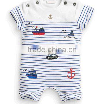 Baby Clothes Cute Boat Embroidred Baby Bodysuit 100% Orgina Cotton Newborn Baby Boys Romper