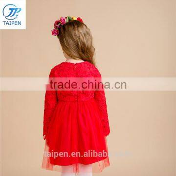 Children Party Dress With 100% Cotton Lining Kids Party Wear Dresses For Girls Color Red photo-4