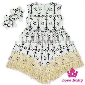 48BQA142 Lovebaby FAUX SUEDE Fabric Printed Pattern Girls Dress With Bow Headband Baby Girls Fancy Dress Picture photo-2