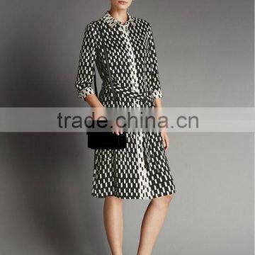 Square Print Shirt Dress With Belt