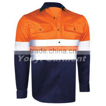 Hi-vis Mens Two Tone 100 Cotton Work Shirts photo-2