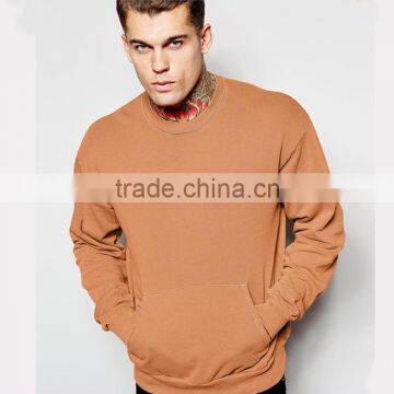 Coffee color plain hoodies crewneck sweatshirt for mens