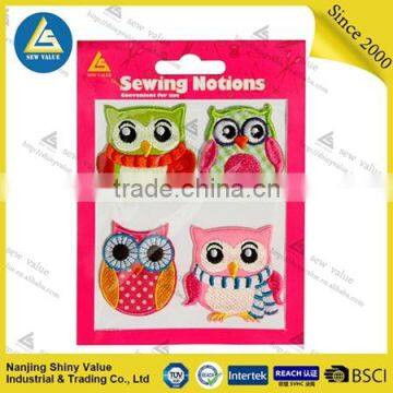 4pcs/set Printed Fabric Iron on Appliques, Small Owls