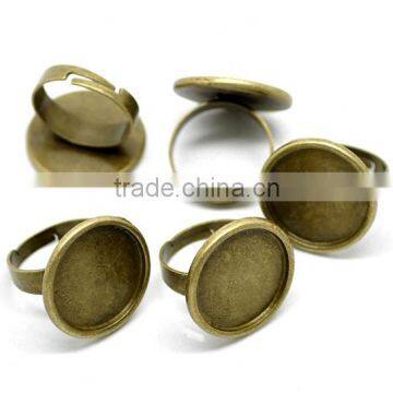 10PCs Antique Bronze Adjustable Rings Blank Settings 18.3mm US 8 Ring Setting photo-3