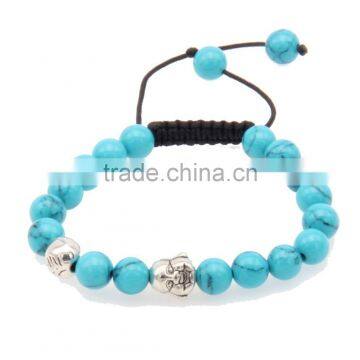 Lace Up Turquoise Beads Smile Buddha Bracelet Religion Tibet Charm Jewelry