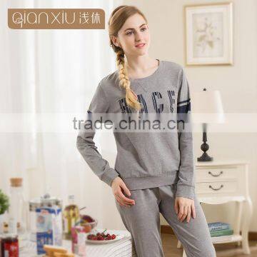 2017 Best Qianxiu Wholesale Lightweight Long Sleeved Elegant Gray Knit Cotton Mens Sleep Shirt photo-4