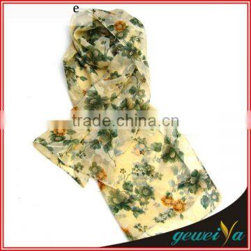 Yellow Flower Digital Printing Chiffon Wholesale Infinity Scarf