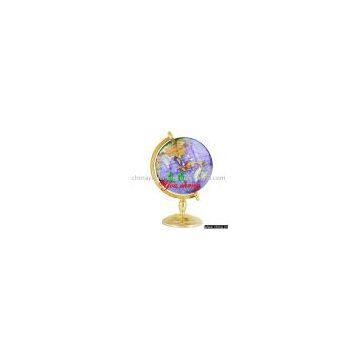 light purple MOP globe with en-bowed golden base