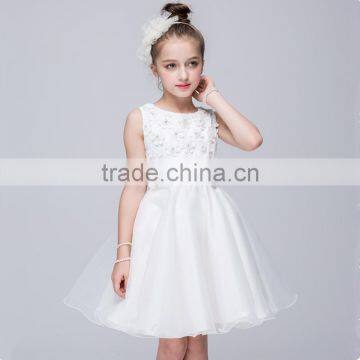 Kids Trendy Clothing Baby Floral Appliqued Frock Design Little Girl Bridal Dress