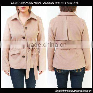 Fashionable Belted Womens Winter Coat Camel Coat Women