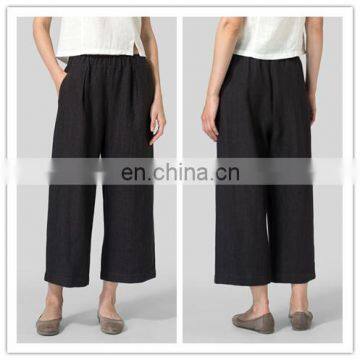 Hot Sale High Quality Trousers Women Casual Black Linen Pants