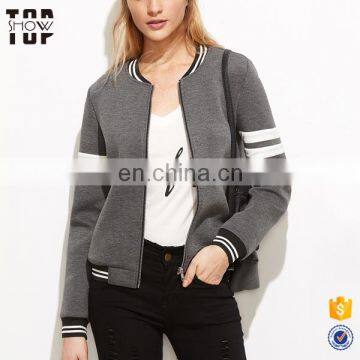 Dongguan woman clothing wholesale grey sportswear baseball jackets