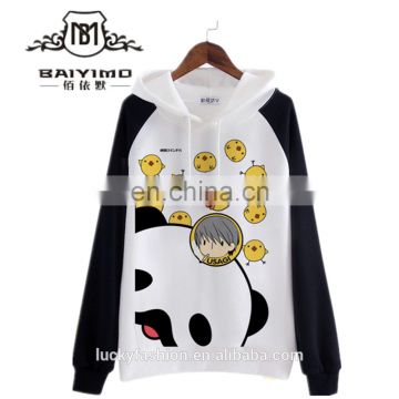 2017 BAIYIMO Custom Panda Printed 100% Cotton Plain White Hoodies