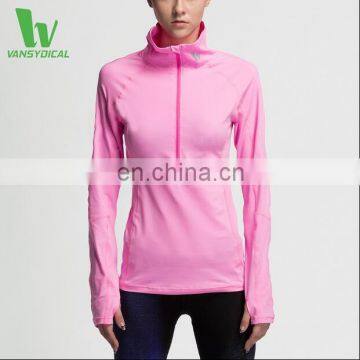 2017 Newest Women Running Shirt Zipper High-necked Thermal Outdoor Sportswear Wholesale