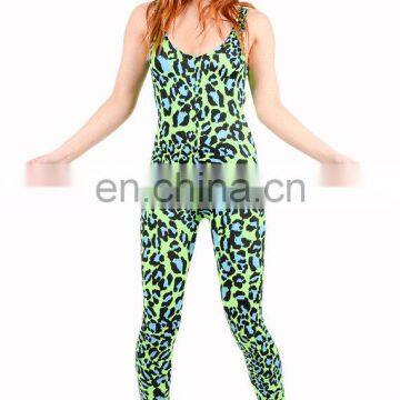 green color leopard printed fitness jumpsuits sexy romper 3xl onesie