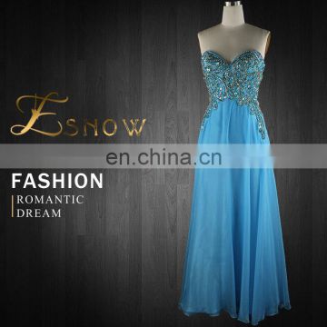 2016 Chaozhou Wholesale Chiffon Sweetheart Beaded Women Evening Dress