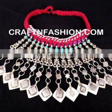 Indian Designer Tribal Fusion Afghani Old Coin NECKLACE - Vintage Festival Jewelry - Afghan Tribal Necklace photo-4