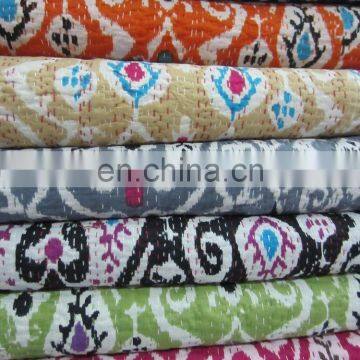 buy kantha Indian handmade ikat quilts bed spread online wholesale shopping