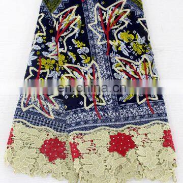 Beading Embroidery Wax With Guipure Lace/ankara With Cord/ African Wax With Laces Fabric With Stones photo-6