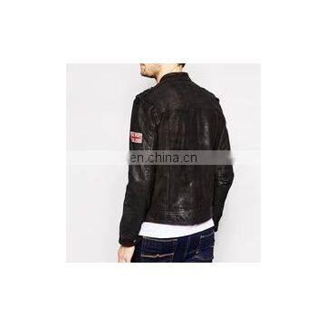 leather varisty jacket for man