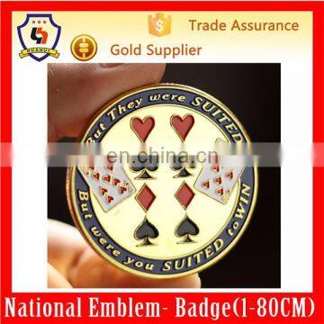 cheap club playing cards metal souvenir coin/custom Casino poker souvenir coin (HH-souvenir coin-0068)