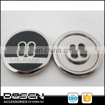 Shiny Silver Black Custom Printing Brand Logo Mens Suit Sewing Button Clothing Shirt Four Holes Button For Garment Jacket Coat photo-2