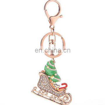 Stock Christmas Gift Charm Lady Rhinestone Metal Christmas Stockings Keychain photo-2