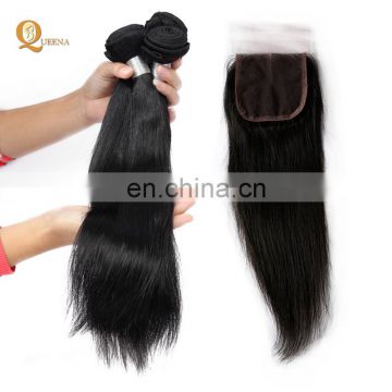 4x4 Lace Closure with Bundles Silky Straight 100% Raw Unprocessed Virgin Malaysian Hair Wholesale