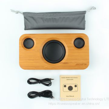 Comiso Natural Bamboo Wireless Bluetooth Speaker With High Quality Fabric Cloth 2.1Channel HiFi Speakers Bass Altavoz