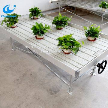 Ebb and flow greenhouse bench, greenhouse nursery growing bench