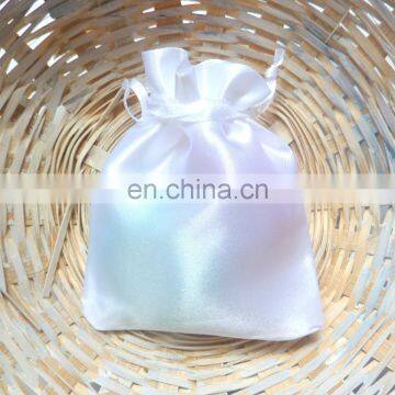 Lovely white satin drawstring hipster voile bag for little gifts and treasures