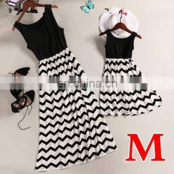 2019 New Summer Mother And Child Dress ZIGZAG PRINT GIRLS LONG DRESSES (this Link for KIDS) photo-6