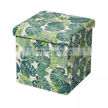 Good Quality Homely Supply Linen Foldable Seat Box Folding Storage Stool Ottoman photo-4
