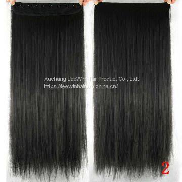 Straight Style 55Cm Single Color 5 Clips in Synthetic Hair Extension 100g-120g Matt Fiber 5pcs/lot photo-2