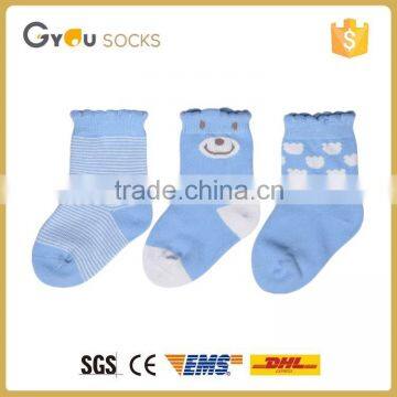 blue cute anti slip cotton socks infant child socks with stripes wholesale