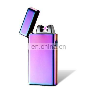 Costum Branded Cigerate Lighter 2021 Rechargeable Windproof Electric Usb Lighter With Led light For Men Women