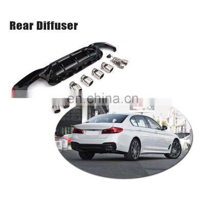 For 18-19 BMW G30 G38 M5 Style Rear Diffuser Quad Outlet black painted PP with Exhaust Tips