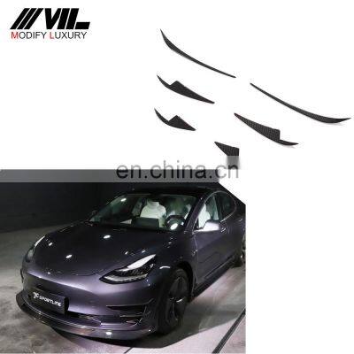 Modify Luxury Carbon Fiber Car Bumper Air Canards for Tesla Model3 Sedan 4-Door 2016-2019