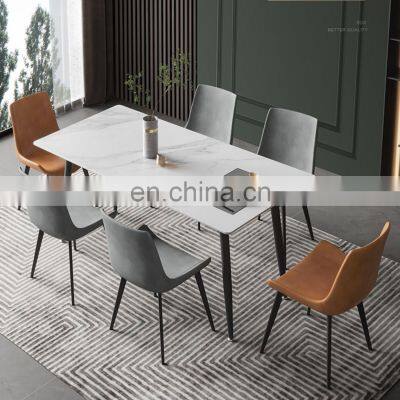 Marble Dining Room Set Chair Metal Modern Luxury Home Dinning New Household Rectangular Marble Tables Furniture Dining Room Sets