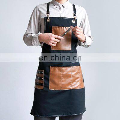 Satisfaction Guaranteed Hair Dresser Stylist Men Korean Black Custom Salon Canvas Barber Apron